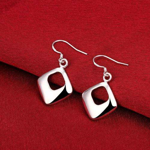 New 925 Sterling silver filled ladies Diamond design dangle earrings