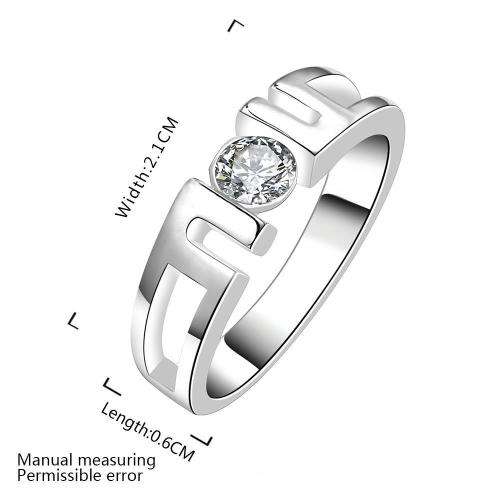 New 925 Sterling Silver filled Ladies symmetrical design ring with 1ct crystal center