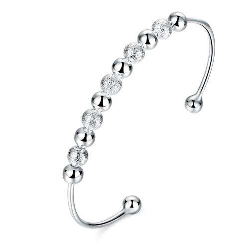 New 925 Sterling Silver filled ladies bangle with bead and sandblasted detail