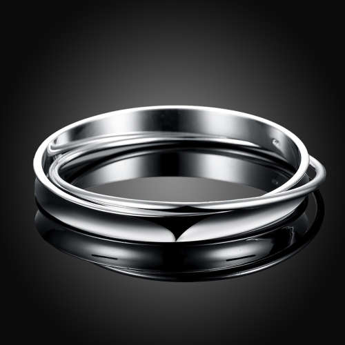 New 925 Sterling silver filled stamped 6cm ladies Interlinked plain design bangle