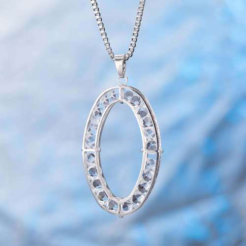 Chunky Ladies pendant lined with crystal detail plus chain included