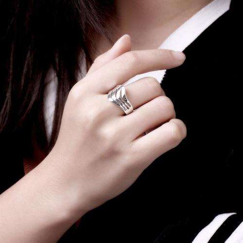 New 925 Sterling Silver filled Chunky Wave design ring