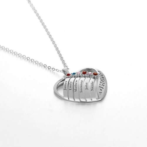Mom's Personalized Necklace | Up to 6 Names and Birthstones