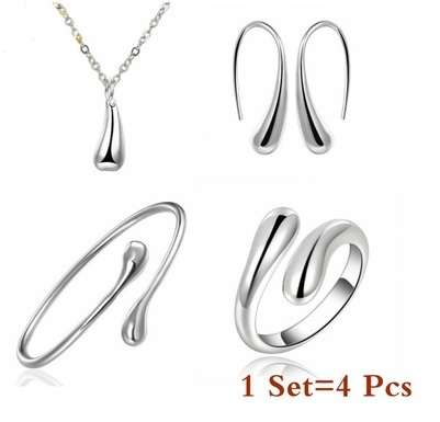 WOW, Crazy special, Waterdrop bangle, necklace, ring and Earring set, Sterling silver filled
