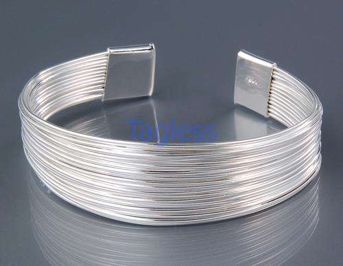 New 925 Sterling silver stamped multiple strand Bangle