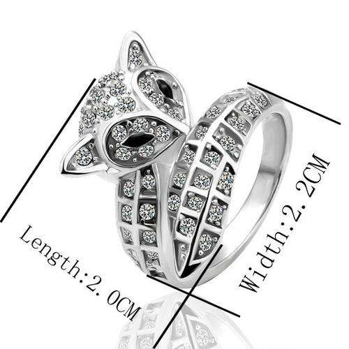 New 18k RGP white gold Fox Ring With Genuine SWA elements from Austria