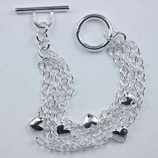 *Stunning* 925 Silver multiple chain Heart Bracelet  *LOW SHIPPING (ALL COSTS INCLUDED)*