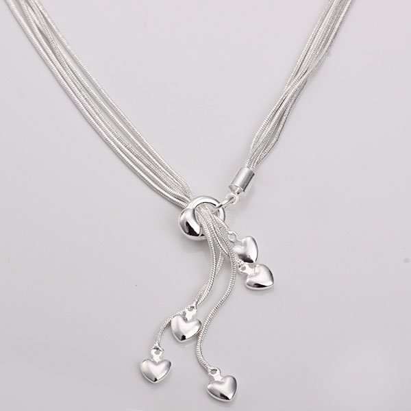 *Gorgeous* 925 Silver Hearts multiple Chain Necklace