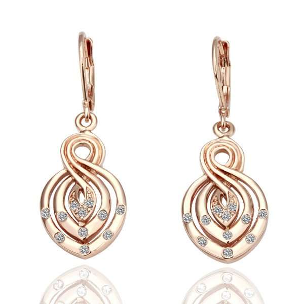 New 18K RGP rose gold eights earrings with genuine Austrian Crystals