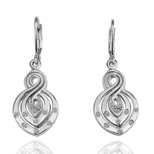 New 18K RGP white gold eights earrings with genuine Austrian Crystals