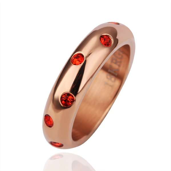 New 18k RGP rose gold band ring with red Genuine austrian crystals, A Beautiful ring