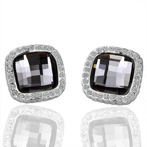 New 18K Platinum Plated Black genuine Austrian crystal Earrings, Absolutely Stunning