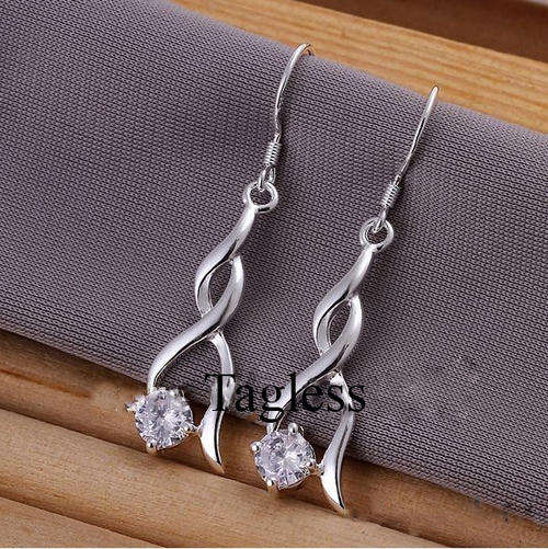 New 925 sterling silver twist earrings with Genuine Austrian crystals