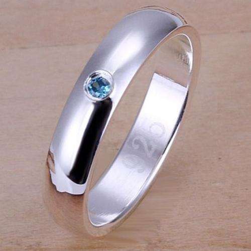 New 925 sterling silver band with light blue genuine Austrian Crystal
