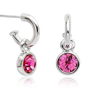 New 18K RGP Platinum earrings with Pink genuine Austrian crystals