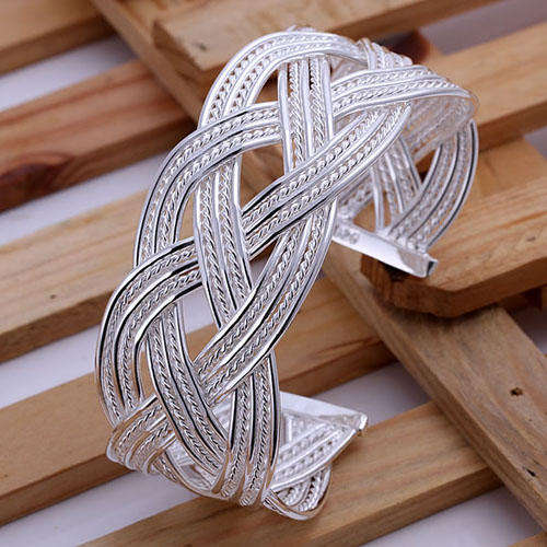 *Local Stock* New 925 Sterling silver filled Stamped bangle Weaved design