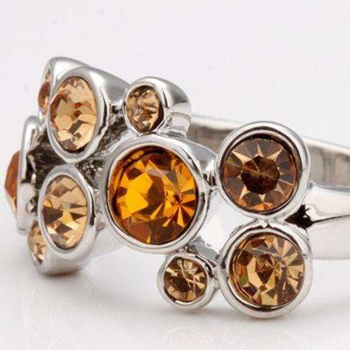 *R350* Local stock, New 18K RGP high quality orange flower design ring with Austrian crystals