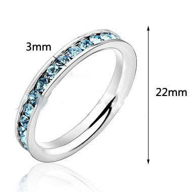 *R350* Local stock, New stainless ladies channel set blue crystal ring