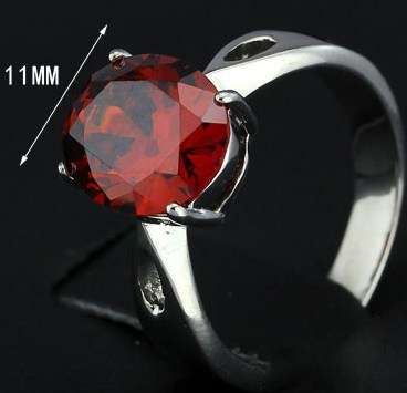 Local stock, New Genuine stainless steel engagement ring with 2ct ruby red crystal