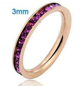 *R350* Local stock, New stainless ladies channel set purple crystal ring