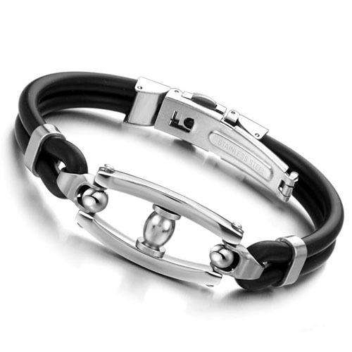 *Local Stock* New Mens Genuine silicone and stamped stainless steel bracelet. Last one in stock