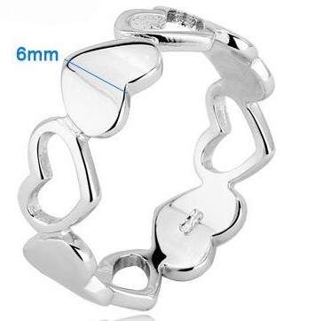 *FREE SHIPPING* Stamped Genuine 925 solid sterling silver ladies Linked hearts ring with AAA zircons