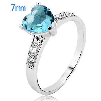 *Local stock* Stamped Genuine 925 solid sterling silver ladies Blue heart CZ ring with AAA zircons