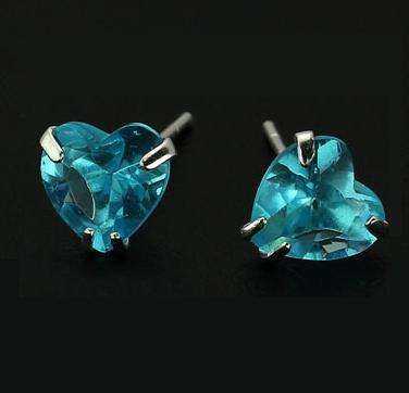 *R350* Local stock, New Stamped Genuine 925 sterling silver Blue heart stud earrings