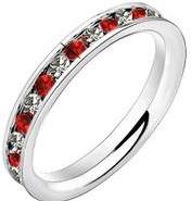 *R350* Local stock, New Genuine stainless steel ladies channel set red and white crystal ring
