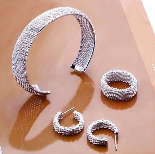 *Local Stock* New 925 Sterling silver mesh weave Ring, Option to add the Set