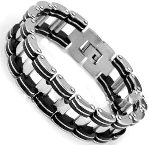 *R650* New Mens 18mm wide Genuine silicone and stamped stainless steel bracelet. Dont miss out