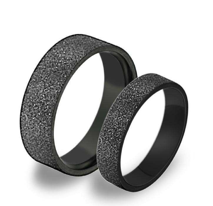 Local Stock* New 6mm 18K RGP Black Frosted Genuine Stainless Steel Ring, option to add matching ring