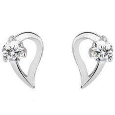 *Local Stock* Rhodium plated Heart earring with CZ