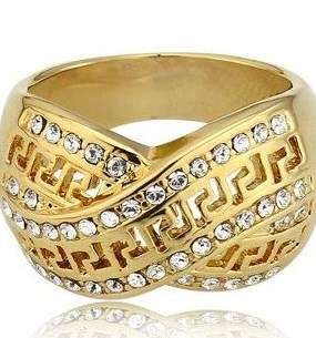 *Local Stock*, New 18K RGP ladies crossover high fashion ring with Austrian Crystals