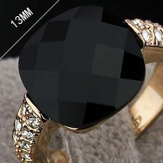 New ladies 18K RGP rose gold large Ladies party Dress ring with Black crystal and Zircons