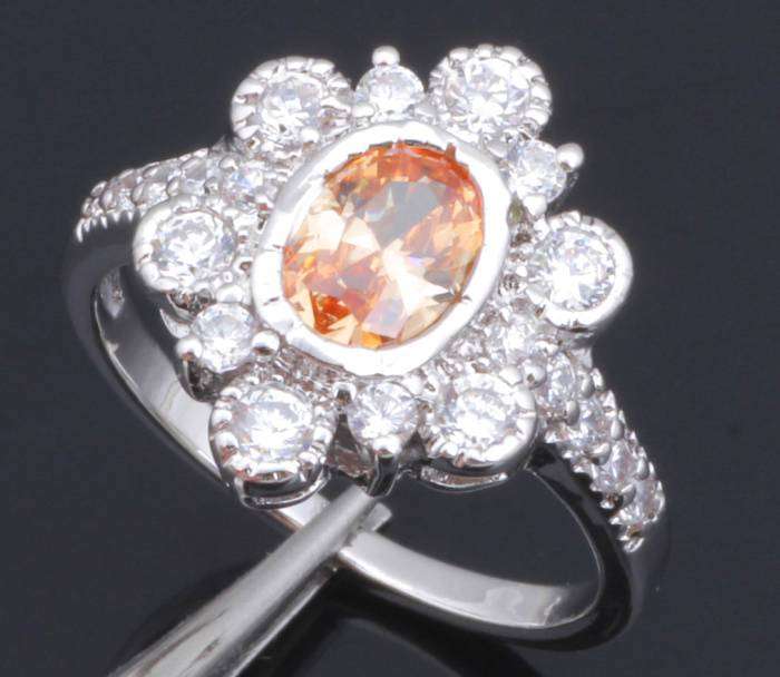 Local Stock 925 sterling silver filled Gorgeous Designer ladies Morganite and zircon ring