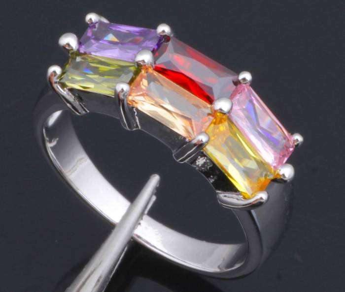 *Local Stock* 925 sterling silver filled Ladies Gorgeous designer Multi gemstone ring