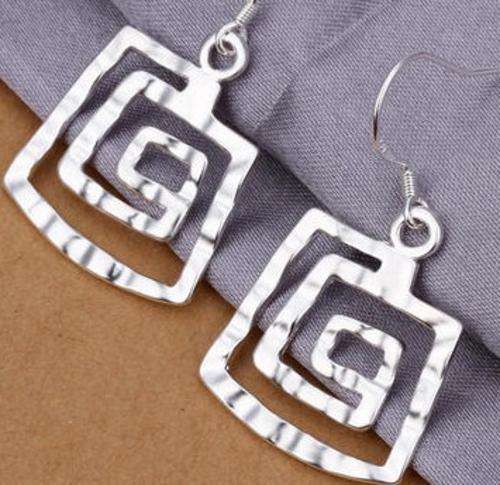 925 Sterling Silver filled Stunning ladies Square dangle earrings, Not to be missed