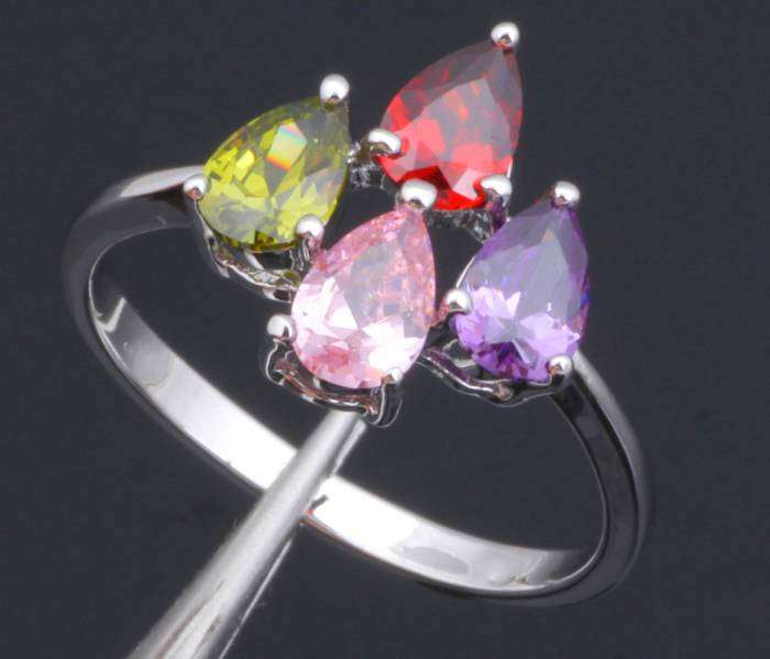 *Local Stock* 925 sterling silver filled Ladies Gorgeous designer Multi gemstone ring