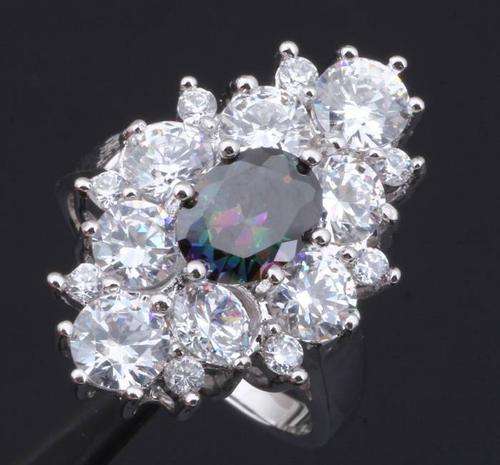 *Local Stock*925 sterling silver filled Gorgeous Designer ladies Zircon and Mystic topaz ring
