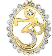 New 18K RGP rose gold Ladies Aum pendant with austrian crystals, Comes with FREE chain