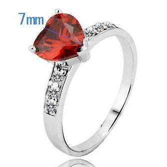 *FREE SHIPPING* Stamped Genuine 925 solid sterling silver ladies Red heart CZ ring with AAA zircons