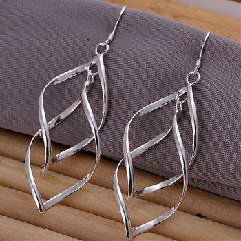 *Local Stock* New 925 Sterling silver filled Large Stunning ladies 2 tier Twist dangle earrings