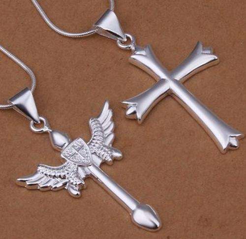 *FREE SHIPPING* New 925 sterling silver filled dual matching Couples crosses with FREE CHAINS