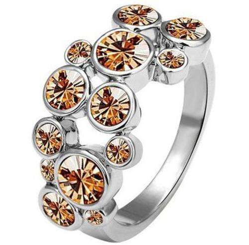 New 18K RGP stamped ladies crystal ring in white gold with multiple Austrian crystals. Stunning