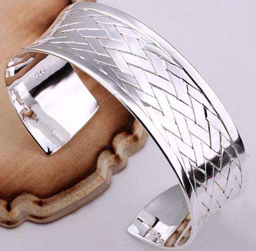 New 925 sterling silver filled ladies Chunky weaved design bangle. A must see, dont miss out