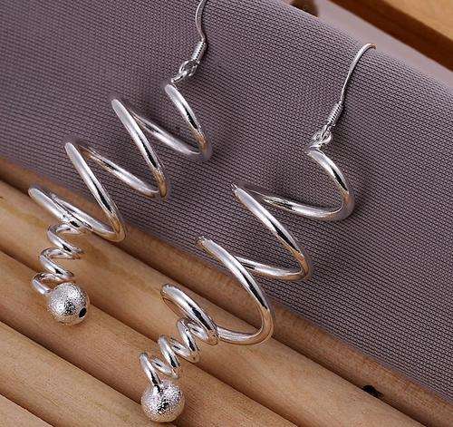 Local Stock, New 925 Sterling silver filled ladies spiral design ladies dangle earrings