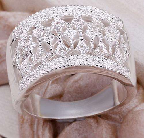 Local Stock, New 925 Sterling silver filled ladies engagement style chunky crystal ring
