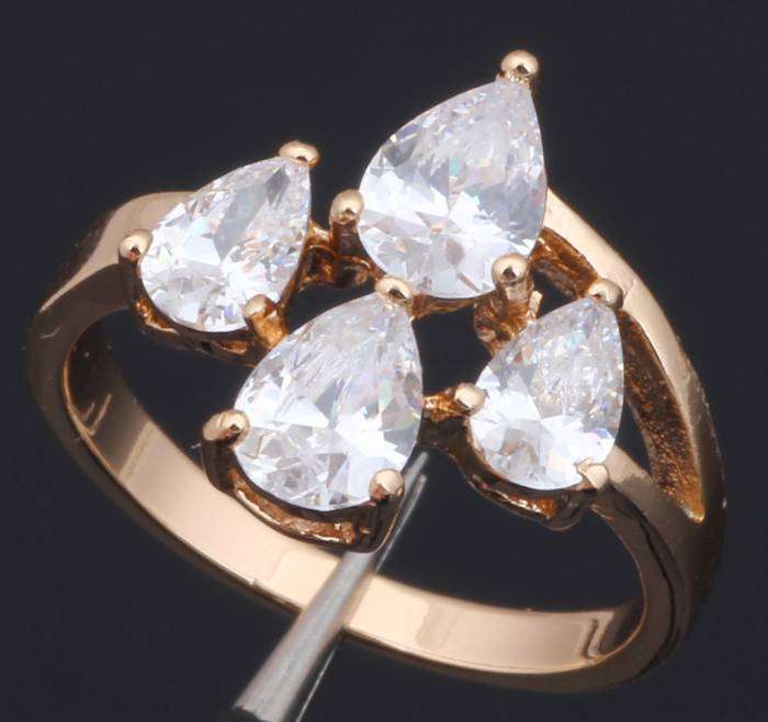 *Local Stock* 18K RGP ladies Designer Zircon gemstone ring in rose gold