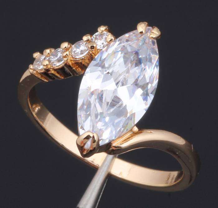 Local Stock, 18K RGP 3ct pear shape Zircon crystal Designer ring